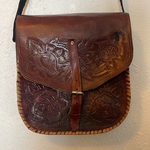 Hand tooled leather bag from Jalisco, Mexico